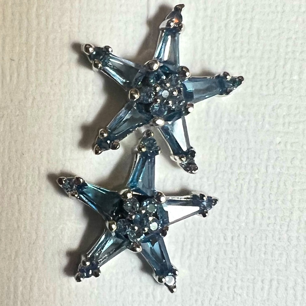 Kate spade STARRING Silverplated Star Stud Earrings blue New